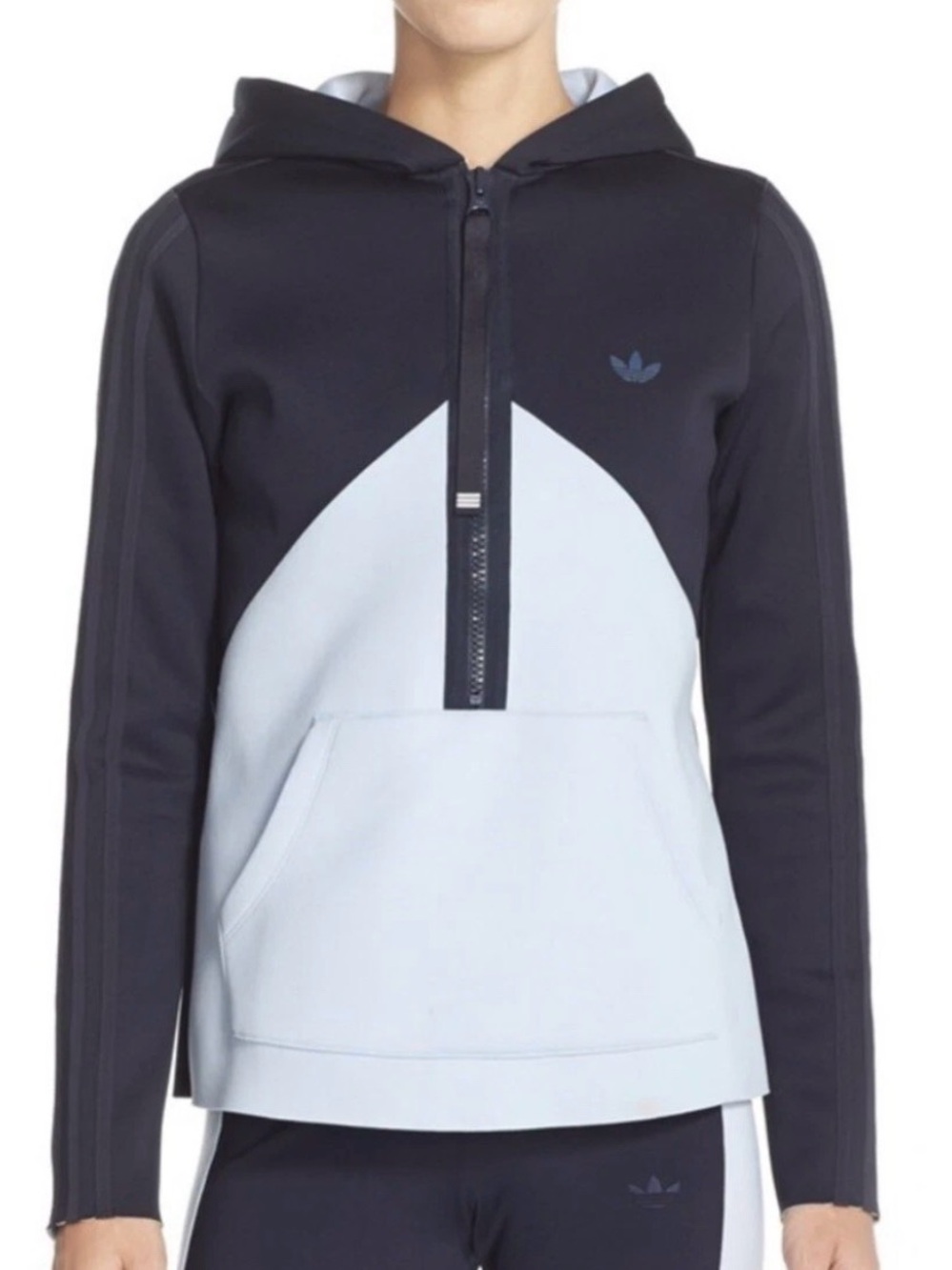 NWT Adidas Blue Half Zip Neoprene Pullover Hoodie Women's Size M